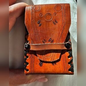Deep Red Genuine Leather Vintage Cigarette Case